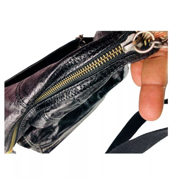 The Sak Womens Boho Black Leather Crossbody Purse Shoulder Bag Adjustable - Picture 7 of 12